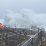 King tide waves delight (and terrify) spectators at the Westport Viewing Tower.