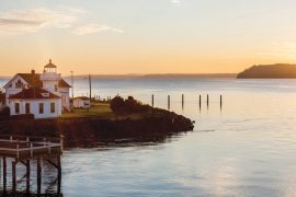 Observe the Puget Sound and nearby Whidbey Island from the historic Mukilteo Light Station at Mukilteo Lighthouse Park.