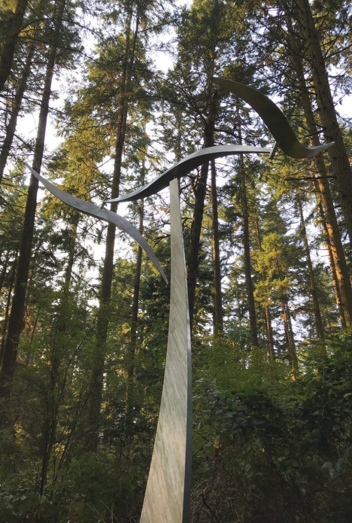 Jeff Kahn’s “Wind Shear” is among the sculptures at Price Sculpture Forest on Whidbey Island.