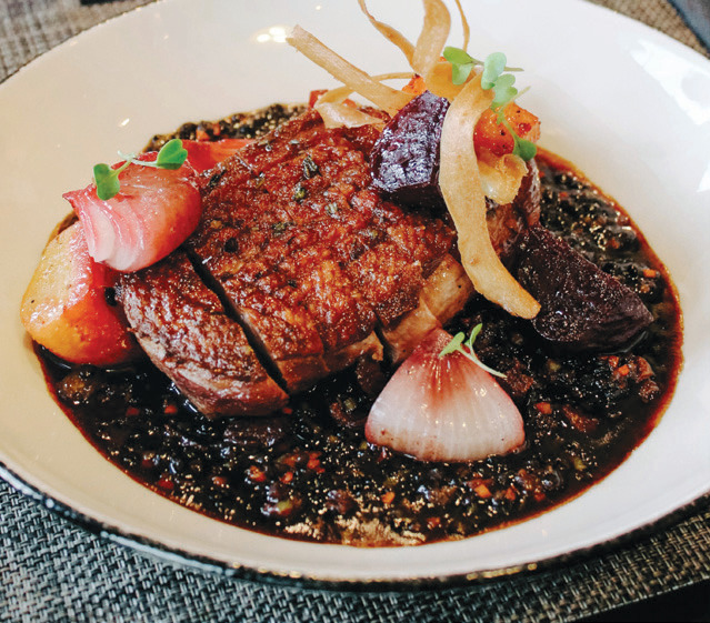 At Beach Café, gaze out at the lake, and treat yourselves to honey-roasted Muscovy duck breast.