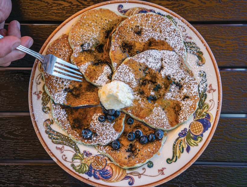 Blueberry pancakes delight at Maple Counter Cafe.