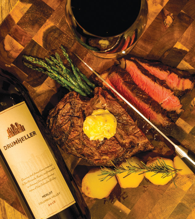 Wine and dine at Drumheller’s, the on-site restaurant.