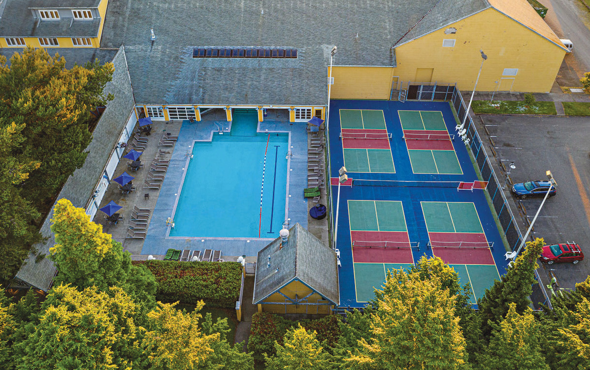 The broader facilities include tennis courts and a pool.