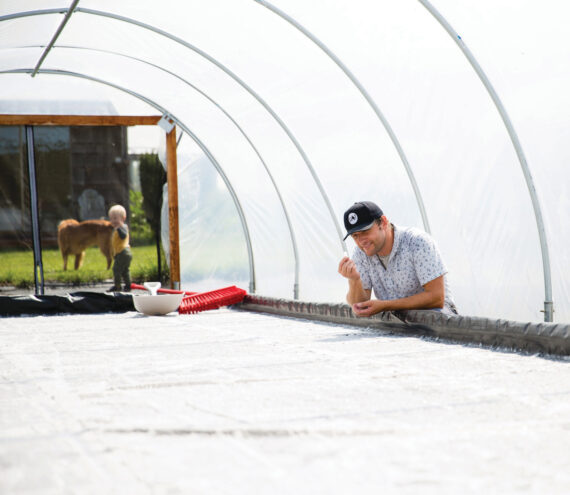 Brady Ryan at his sea salt evaporation greenhouse on San Juan Island.