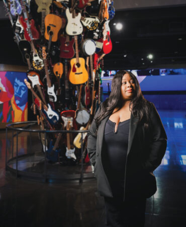 Museum of Pop Culture CEO Michele Y. Smith at the museum in Seattle. The museum is also home to Trimpin’s IF VI WAS IX sculpture, a tornado-shaped mass of guitars and other instruments.
