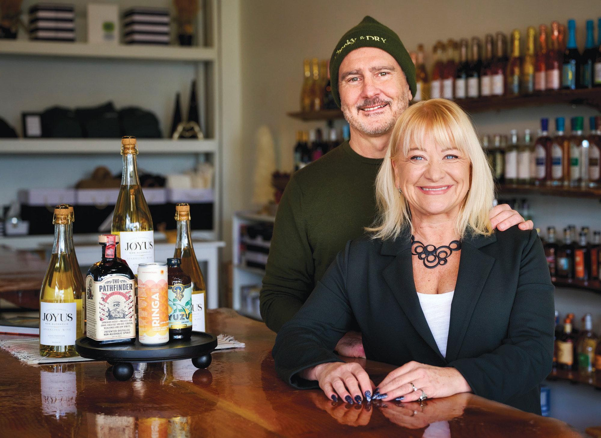 After opting to pursue a healthier lifestyle, Yura (left) and Kirstin Vracko noticed a gap in the market for elevated NA options, and the two opened Cheeky & Dry, a nonalcoholic bottle shop.
