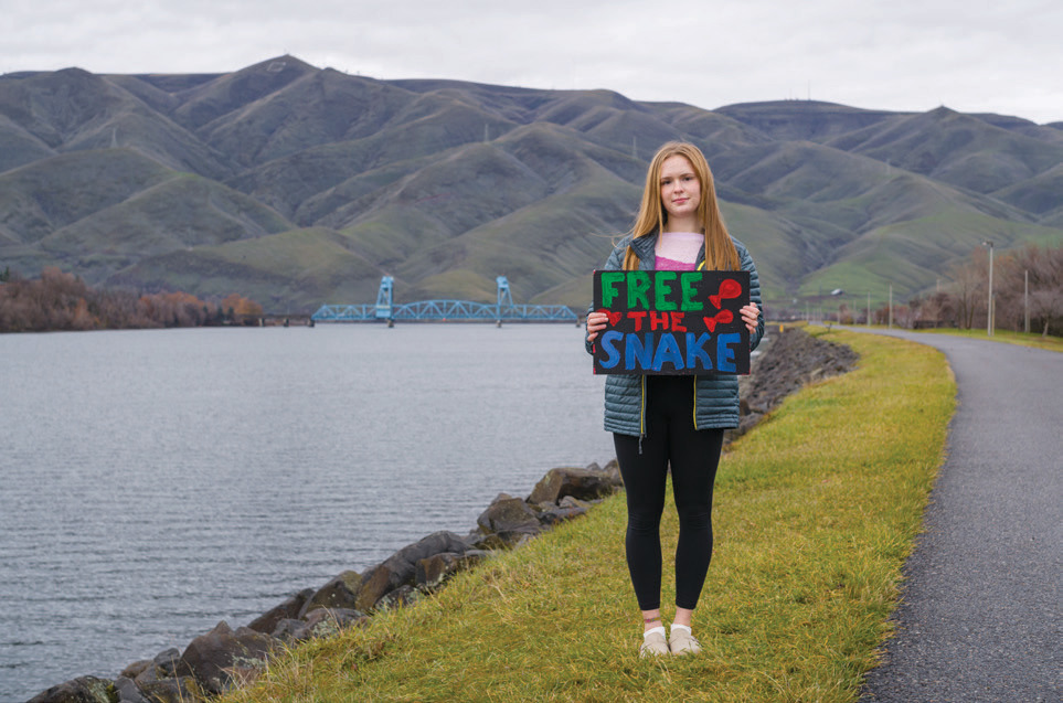 Scout Alford, 18, of Youth Salmon Protectors, would like to see a restored Snake River flow freely between Clarkston and Lewiston.